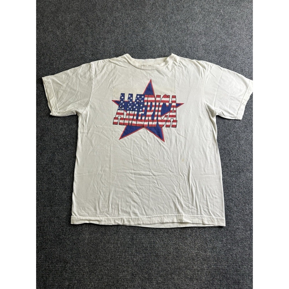 Mens Team USA America Flag Graphic T Shirt White, Size XL